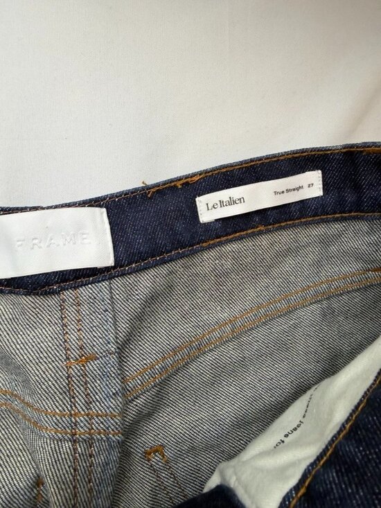 Frame Le Italien Womens Blue Dark Wash High Rise True Straight Jeans Sz 27 - Picture 7 of 12